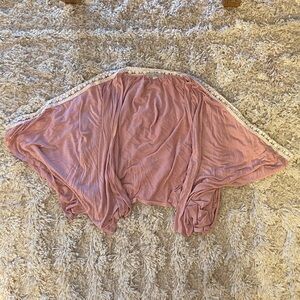 Carolyn Taylor Dusty Pink Poncho with Lace Accents